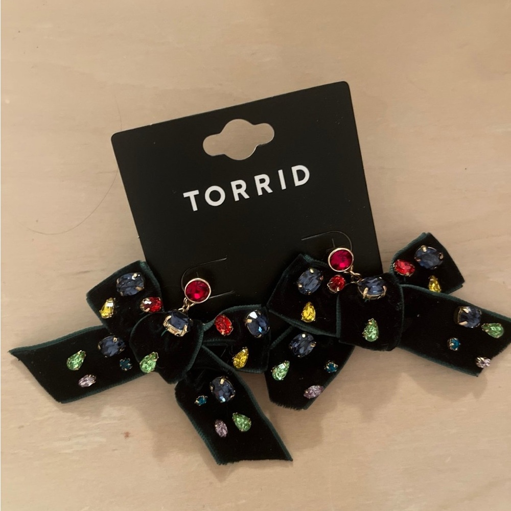 Torrid Velvet Ribbon Bow Earrings